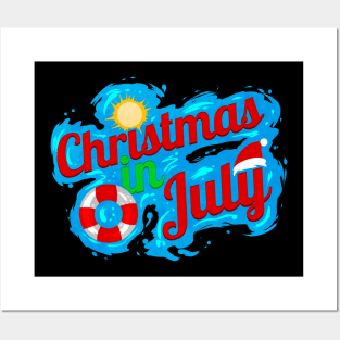 Santa Rescue Ring Logo Celebrating Christmas In July Posters and Art